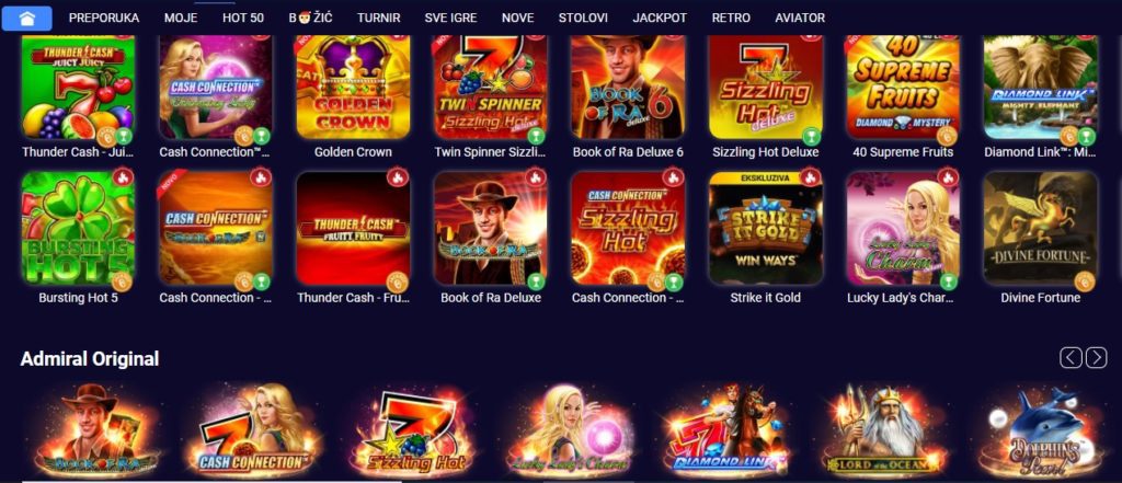Admiral Casino dizajn