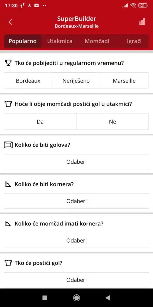 SuperSport aplikacija SuperBuilder