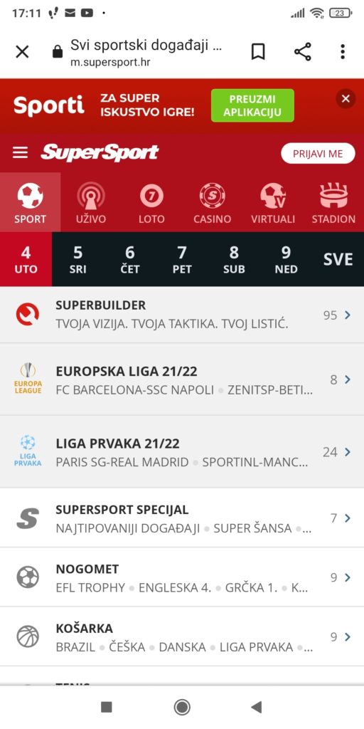 SuperSport aplikacija preuzimanje