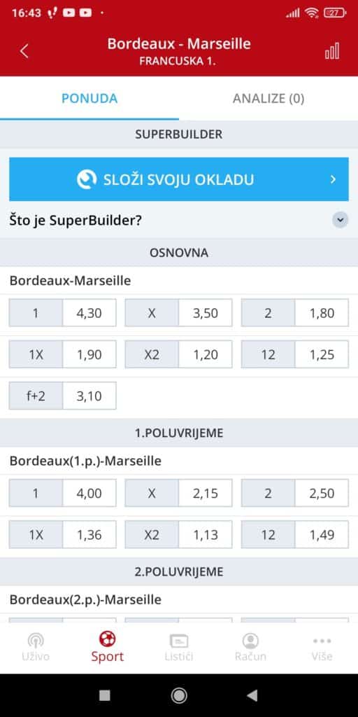 SuperSport aplikacija klađenje