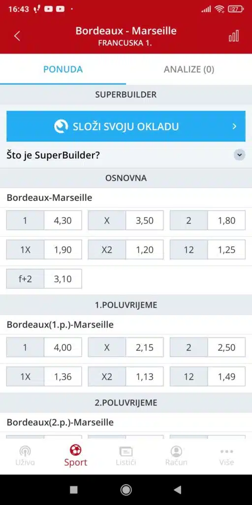 SuperSport aplikacija klađenje