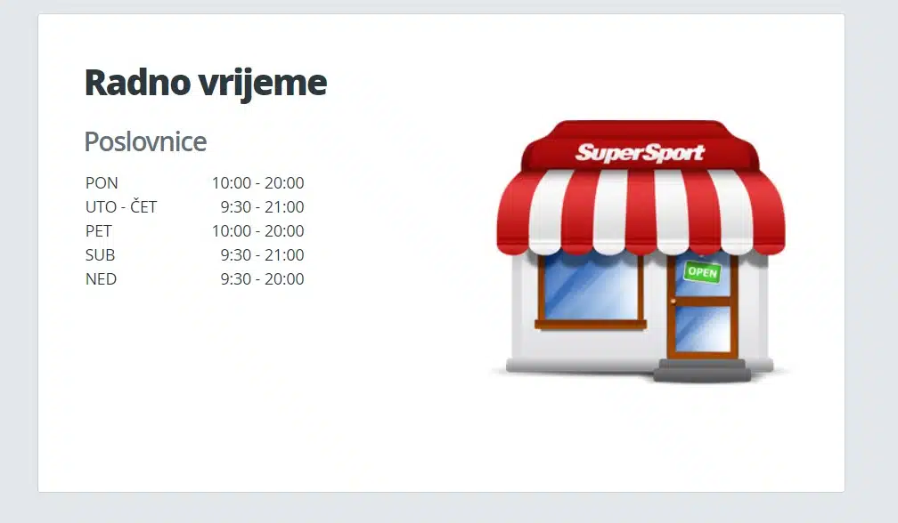SuperSport poslovnice radno vrijeme Super Sport